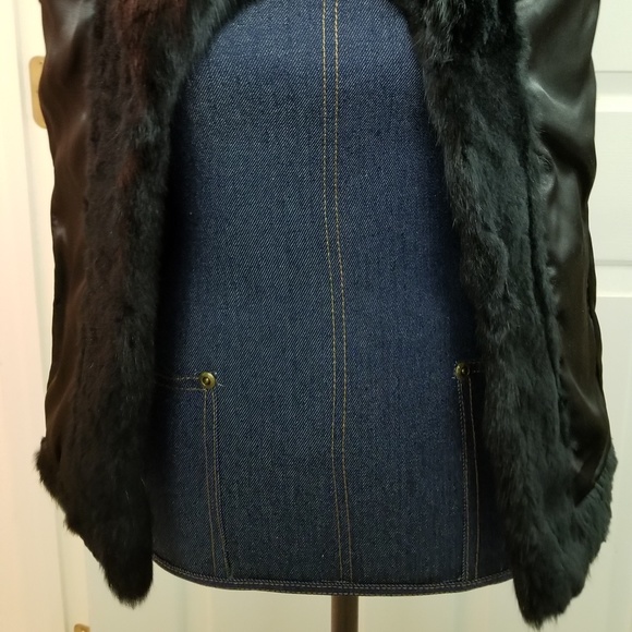 NEW D2K genuine black Angora rabbit fur vest S - Picture 10 of 15